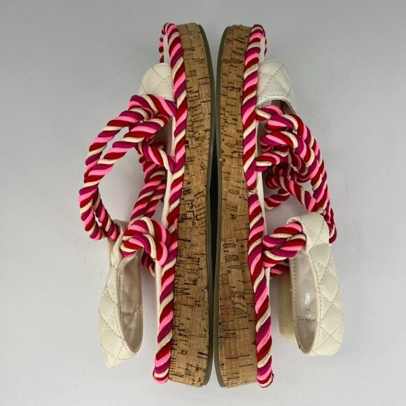 Public Desire Womens Miami Multicolor Rope Flatform Size 6 Lace Up Sandals - Picture 6 of 9